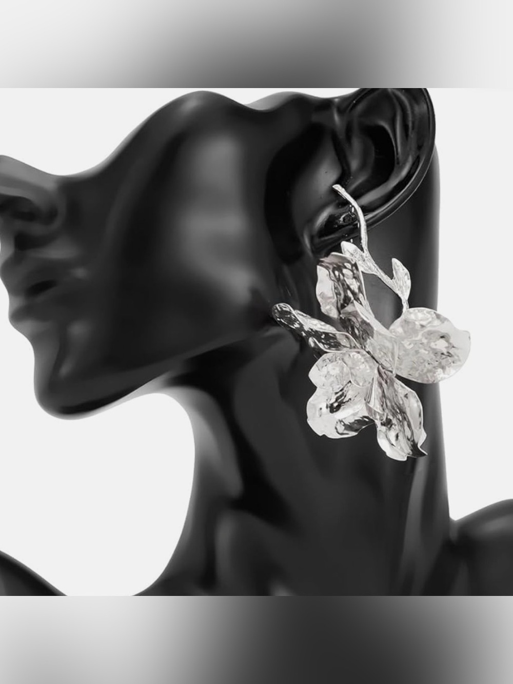 Silver Flower Drop Earrings